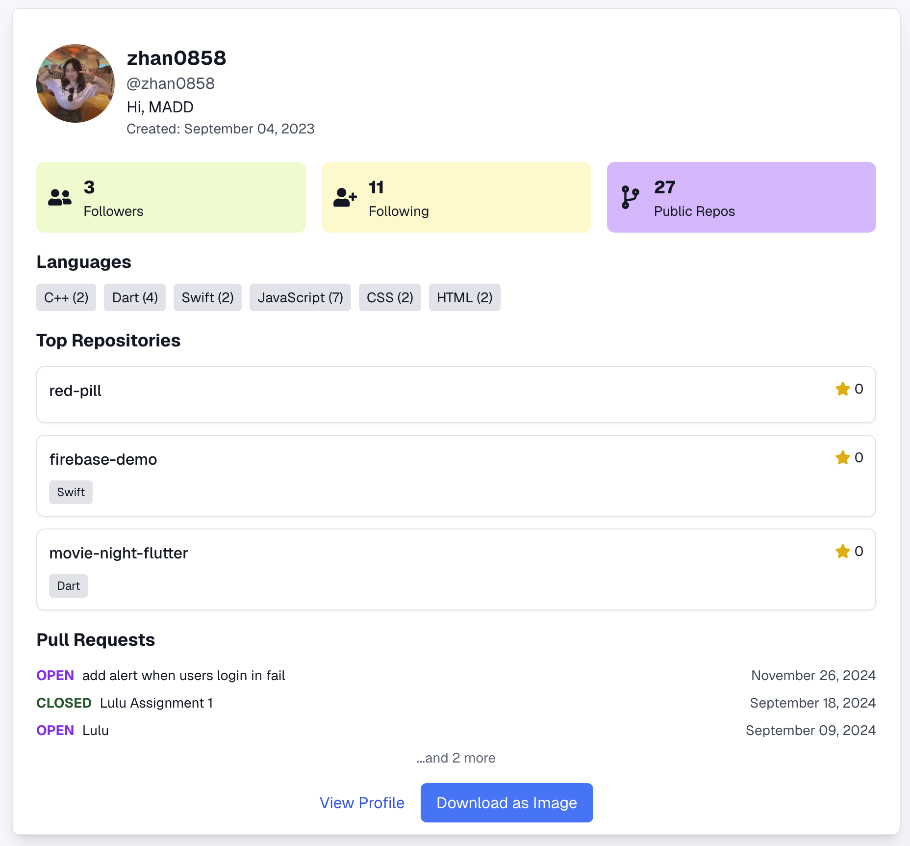 GitHub Cards Classic Layout
